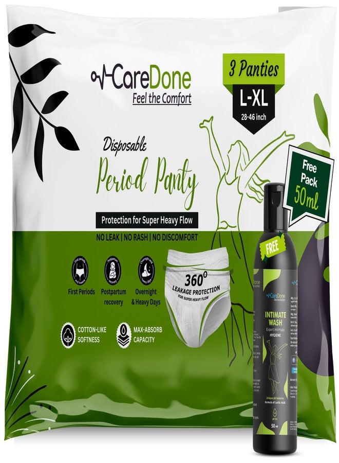 Caredone Travel Hygiene Kit: Disposable Panty 3Pcs+ 50 ml Free Intimate Wash| Rash & Toxin free | Prevents Dryness Itchiness And Irritation. (3 panties, L/XL) - Image 1